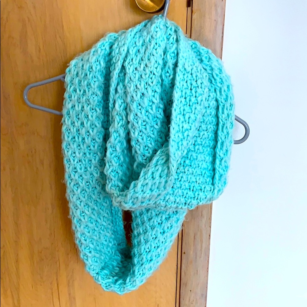 Knit green infinity scarf
